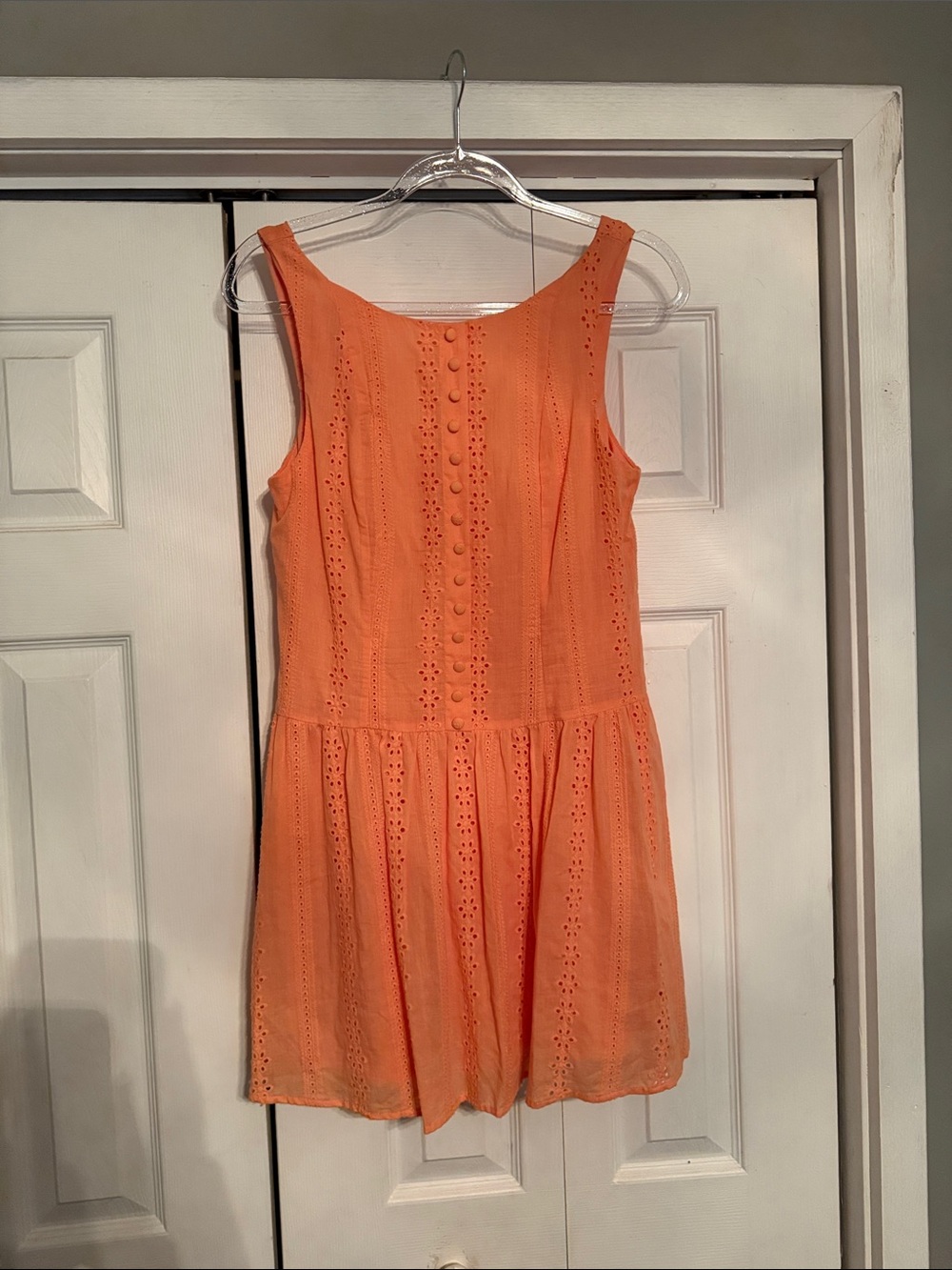 Altar'd State Orange Eyelet Button-Front Mini Dress